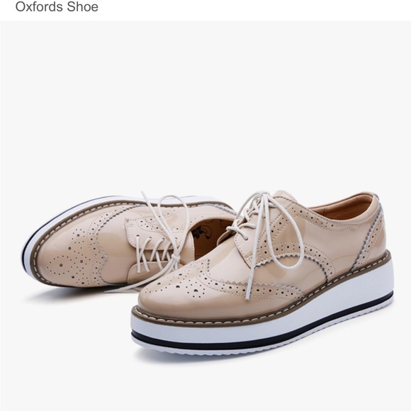 Dadawen Shoes - DADAWEN WING TIP OXFORD SHOES IN PATENT APRICOT TAN 42 9.5